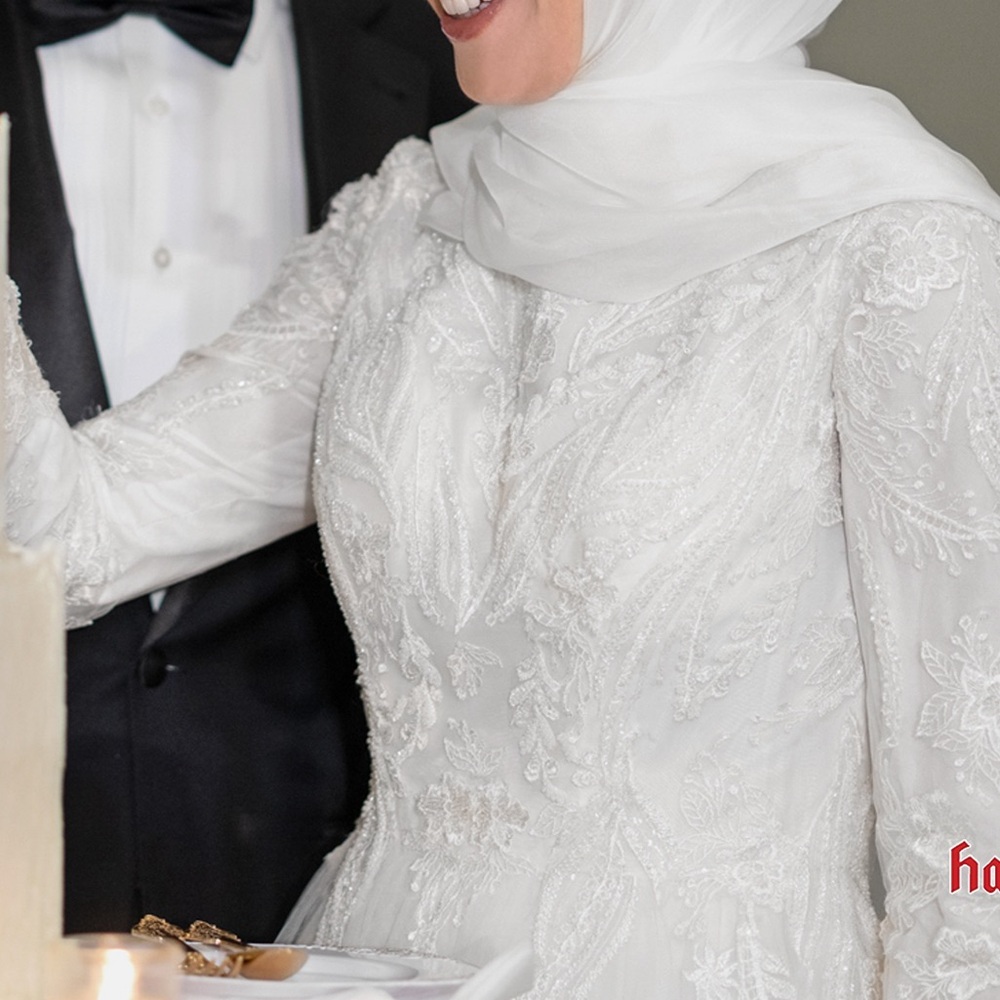 Lace & Tulle A-Line Modest Wedding Dress - Picture 7 of 9
